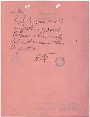 Truman orders dropping of Atomic Bomb